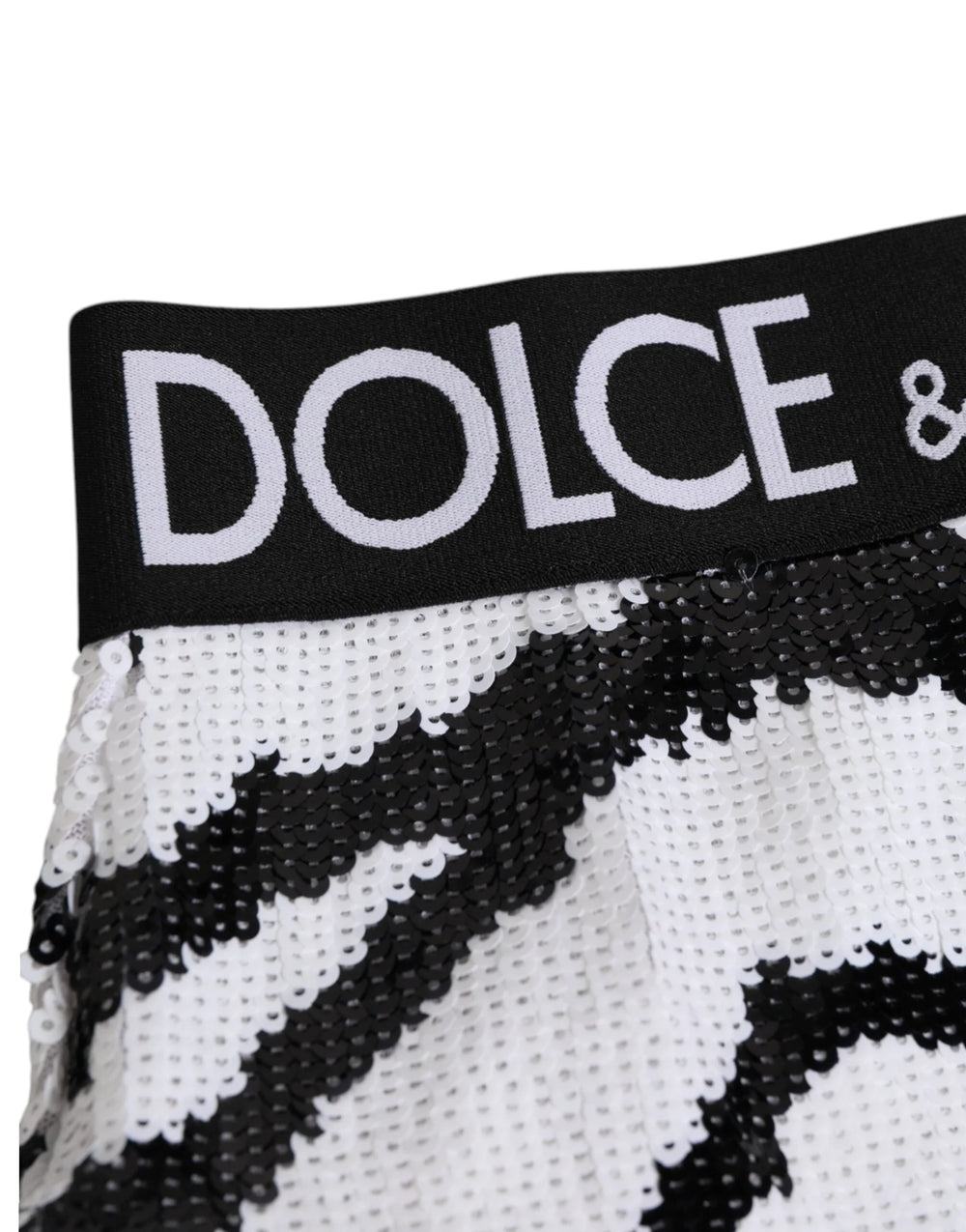 Dolce & Gabbana Black White Sequin High Waist Panty Underwear - IT2 | S - Briefs