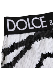 Dolce & Gabbana Black White Sequin High Waist Panty Underwear - IT2 | S - Briefs