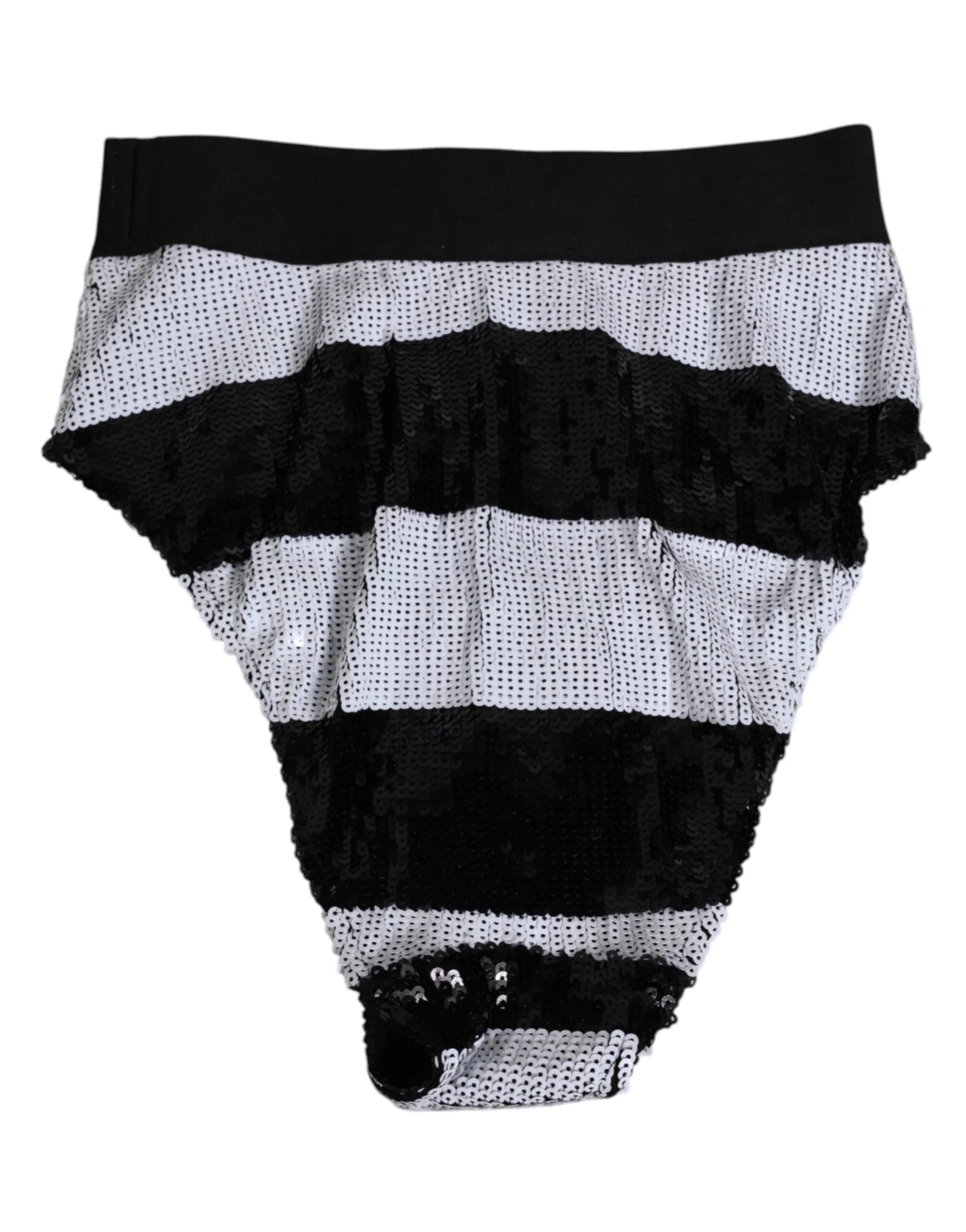 Dolce & Gabbana Black White Sequin High Waist Panty Underwear - IT2 | S - Briefs