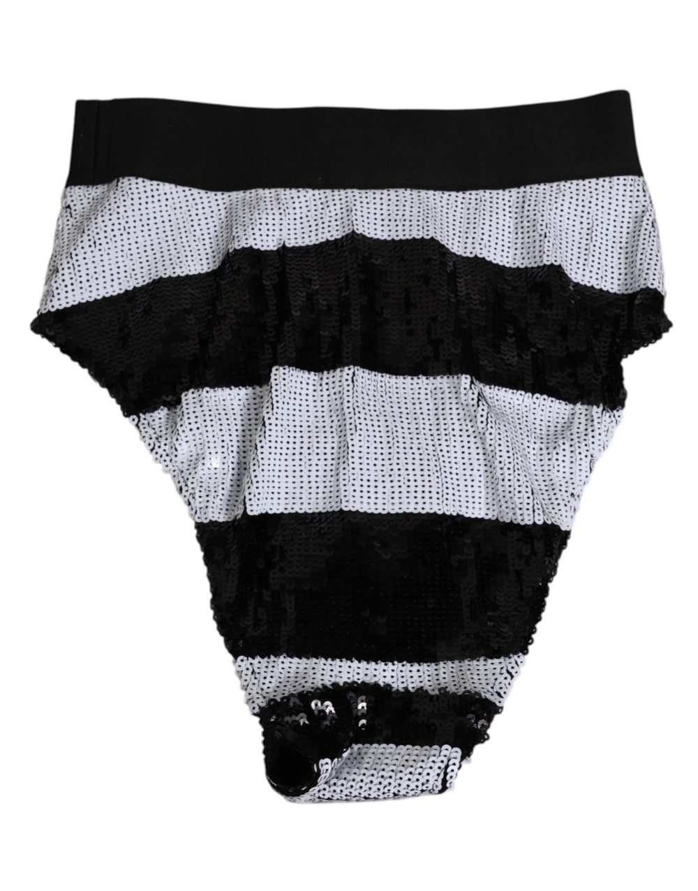Dolce & Gabbana Black White Sequin High Waist Panty Underwear - IT2 | S - Briefs