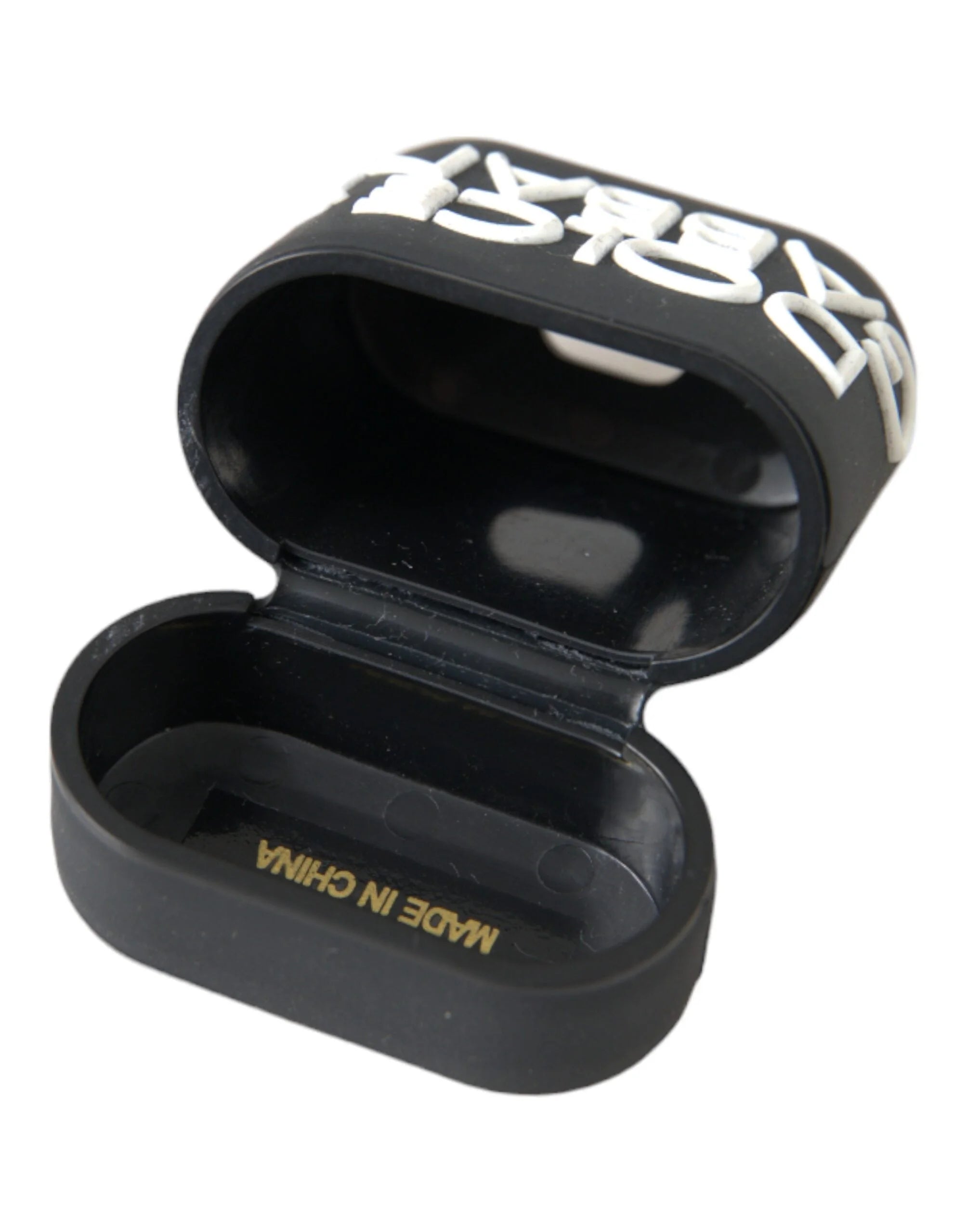 Dolce & Gabbana Black White Silicone Embossed Logo Airpods Case - Headphone Carrying Cases