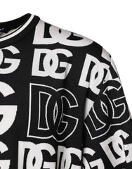 Dolce & Gabbana Black White Silk Knit DG Print T-shirt - IT48 | M - T-Shirts