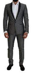 Dolce & Gabbana Black White Silk MARTINI Slim Fit Suit - IT44 | XS - Suits