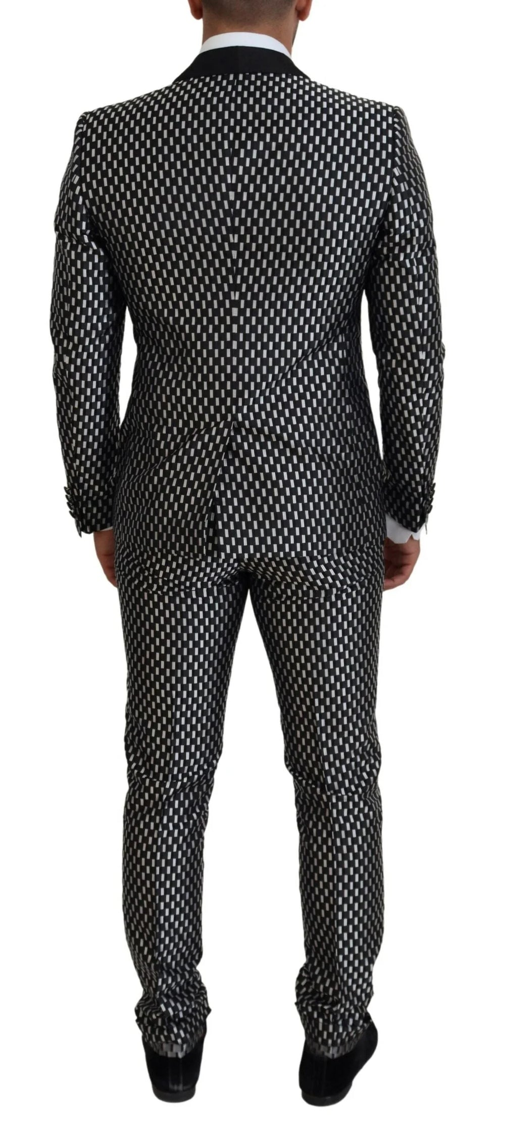 Dolce & Gabbana Black White Silk MARTINI Slim Fit Suit - IT44 | XS - Suits
