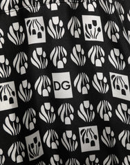 Dolce & Gabbana Black White Silk Men Wrap Robe Coat Jacket - IT48 | M