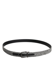Dolce & Gabbana Black White Silver Tone Metal Buckle Belt - 110 cm / 44 Inches - Belts