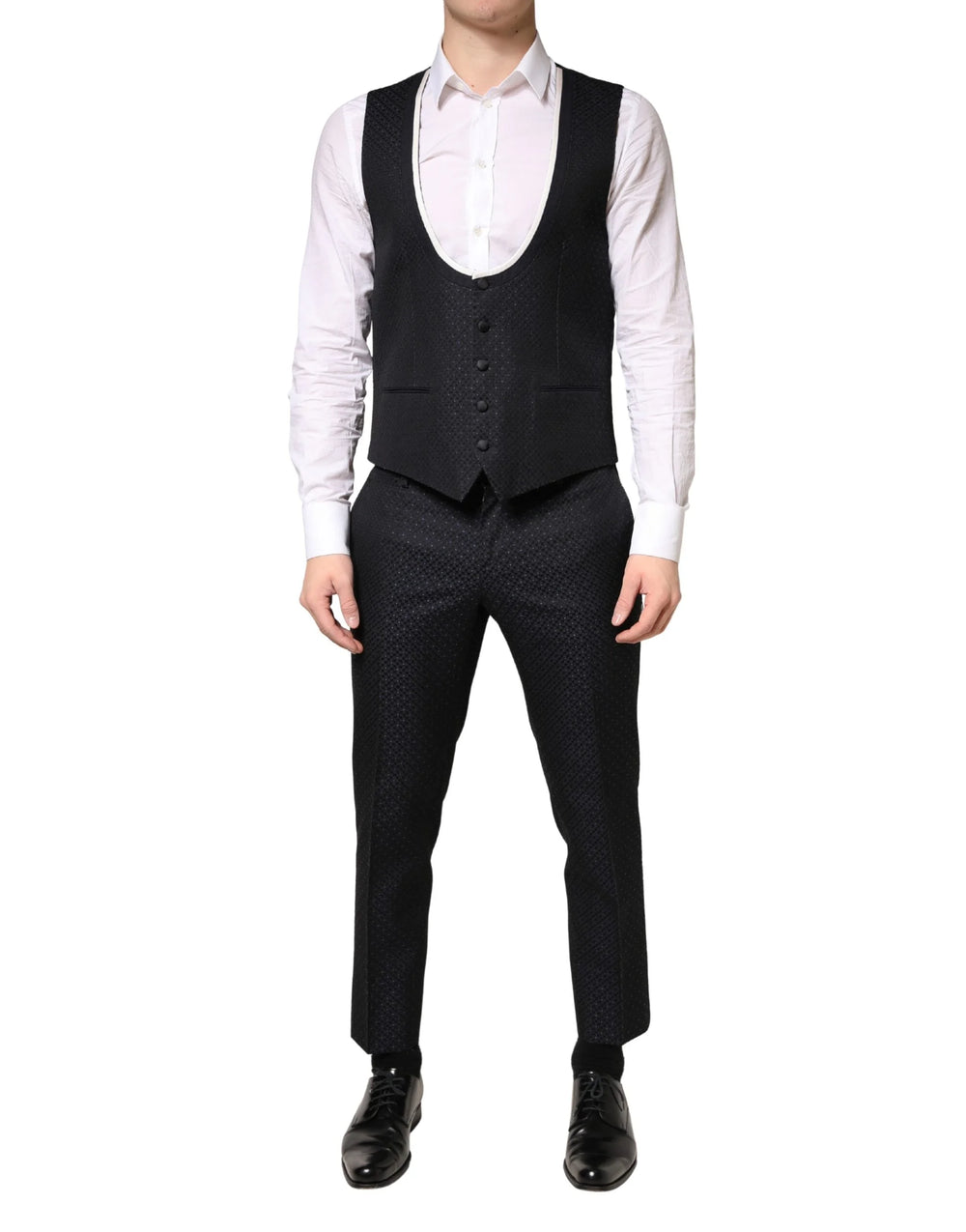 Dolce & Gabbana Black White Single Breasted SICILIA Men 3 Piece Suit - IT50 | L