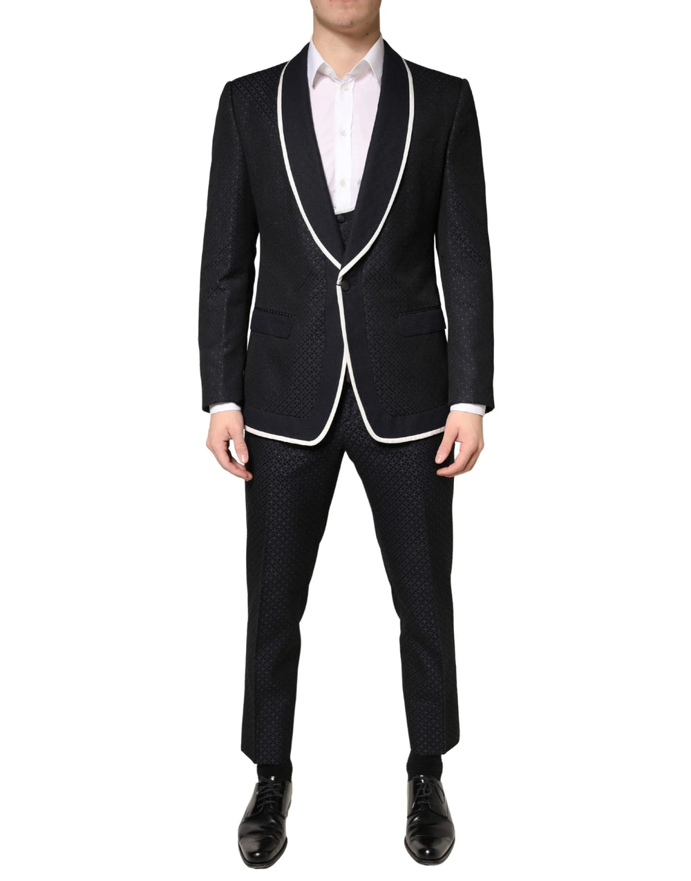 Dolce & Gabbana Black White Single Breasted SICILIA Men 3 Piece Suit - IT50 | L