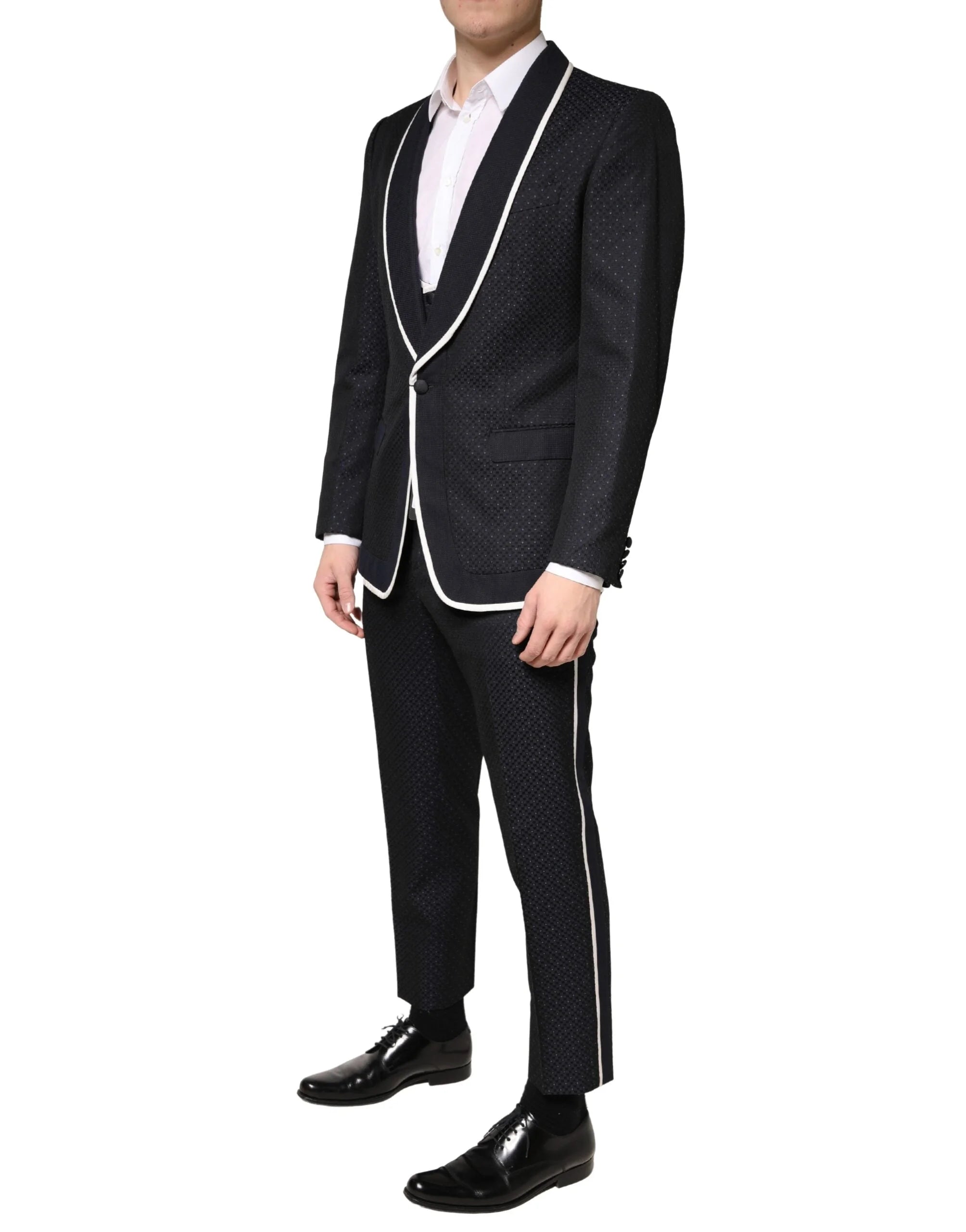 Dolce & Gabbana Black White Single Breasted SICILIA Men 3 Piece Suit - IT50 | L