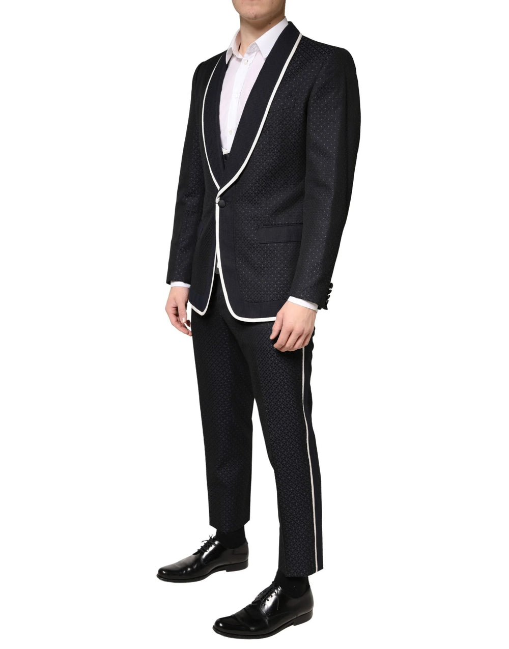 Dolce & Gabbana Black White Single Breasted SICILIA Men 3 Piece Suit - IT50 | L