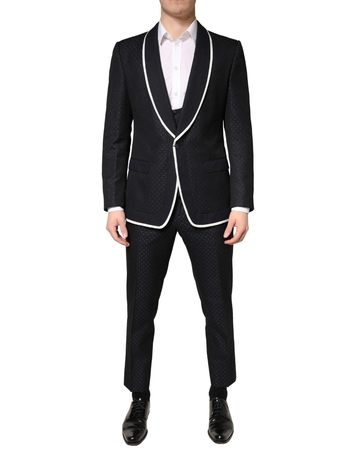 Dolce & Gabbana Black White Single Breasted SICILIA Men 3 Piece Suit - IT50 | L