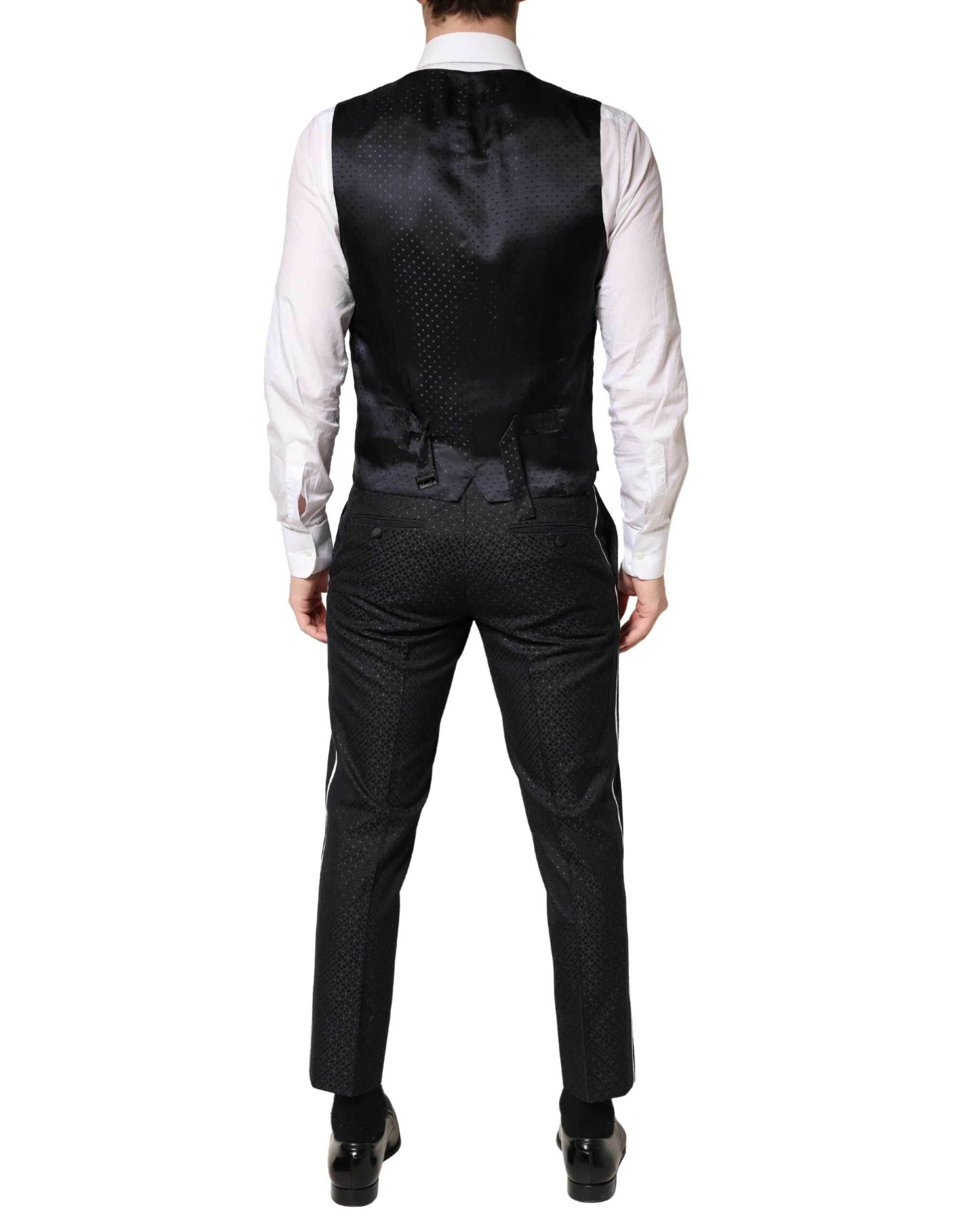 Dolce & Gabbana Black White Single Breasted SICILIA Men 3 Piece Suit - IT50 | L