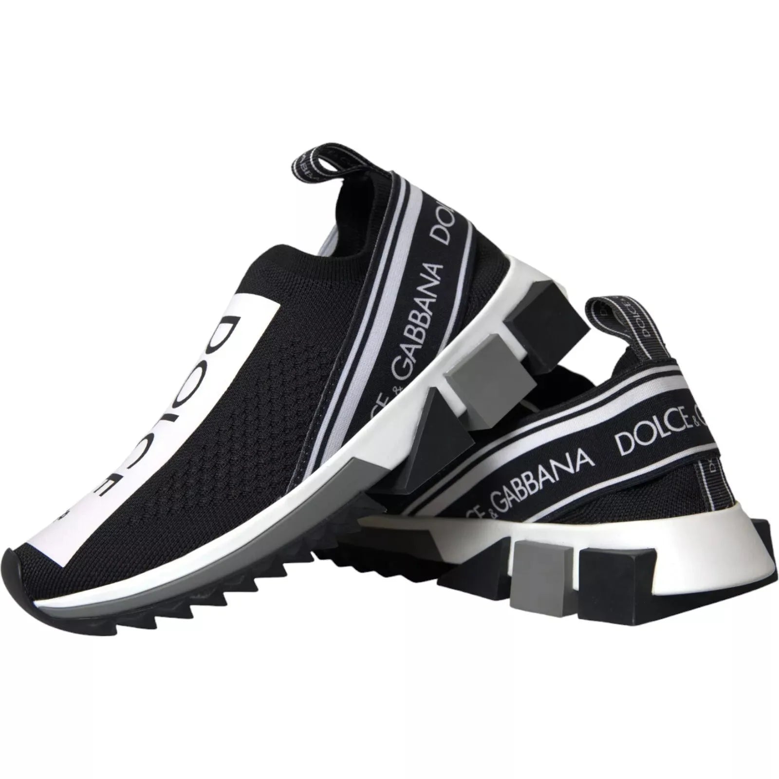 Dolce & Gabbana Black White Slip On Sorrento Sneakers Shoes - Sneakers
