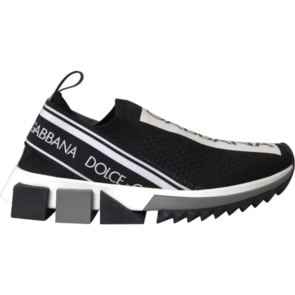 Dolce & Gabbana Black White Slip On Sorrento Sneakers Shoes - EU 39.5 | US 6.5