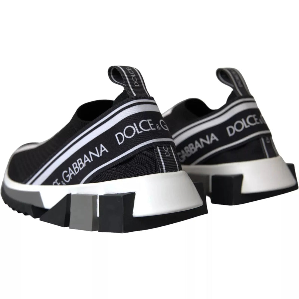 Dolce & Gabbana Black White Slip On Sorrento Sneakers Shoes - EU 39.5 | US 6.5
