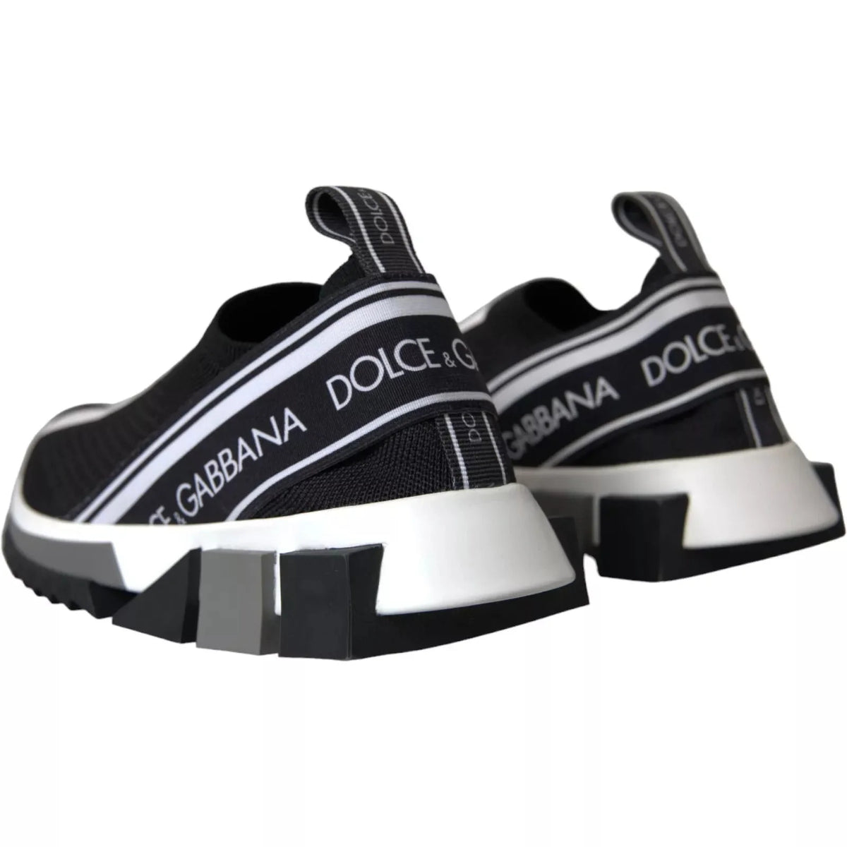 Dolce & Gabbana Black White Slip On Sorrento Sneakers Shoes - EU 39.5 | US 6.5