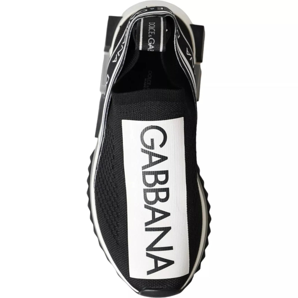Dolce & Gabbana Black White Slip On Sorrento Sneakers Shoes - EU 39.5 | US 6.5