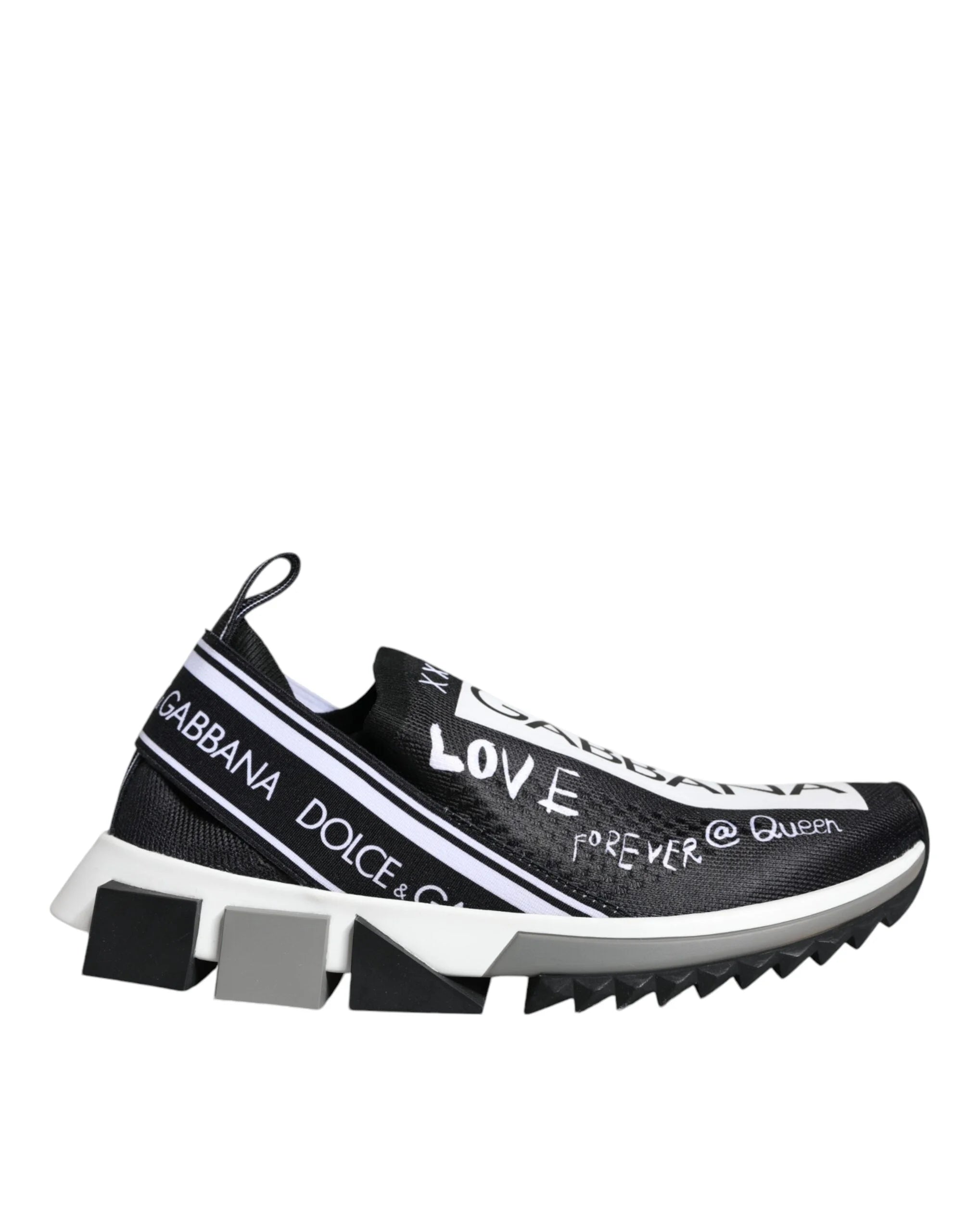 Sneakerși Dolce & Gabbana Negri Albi Sorrento cu talpă joasă