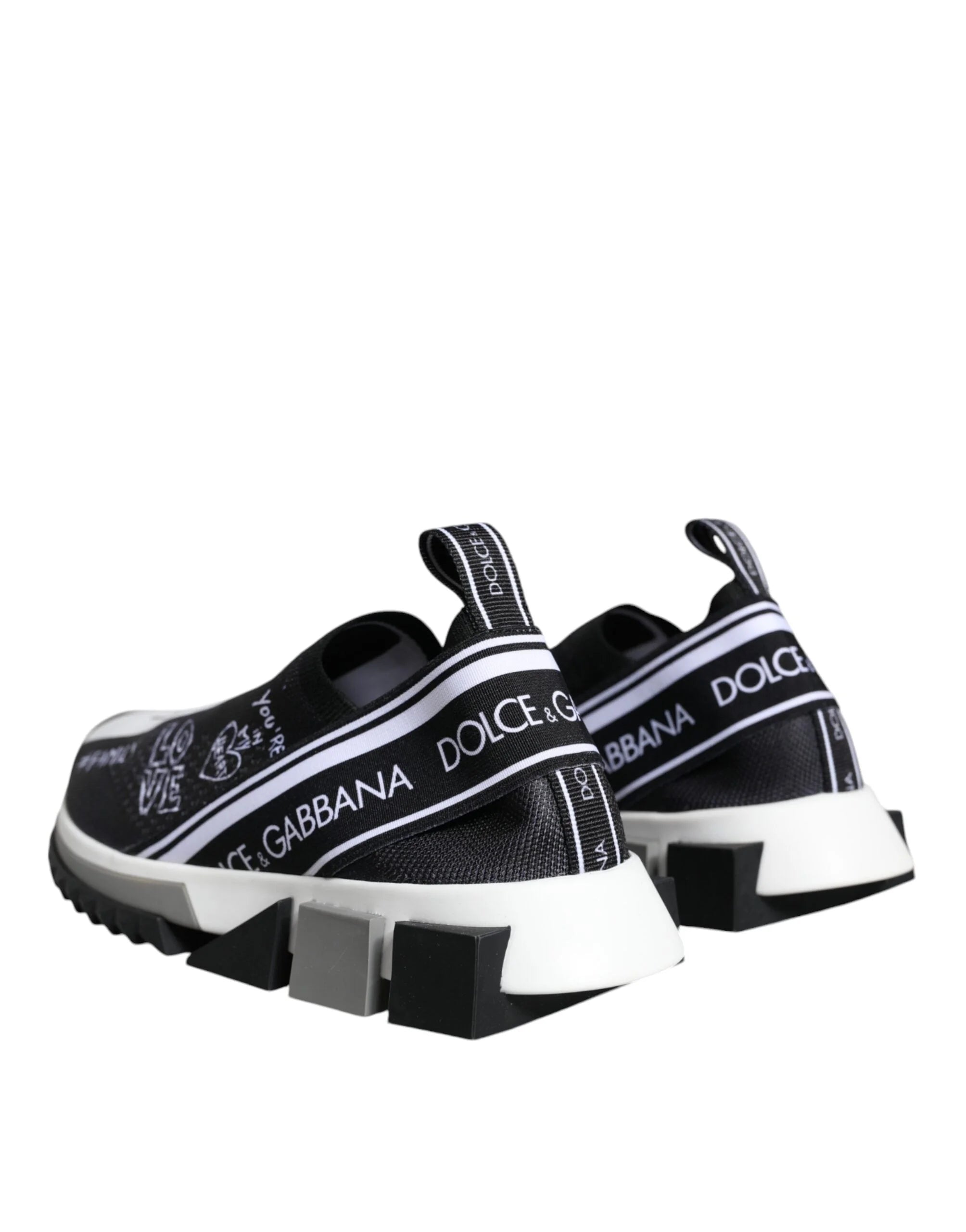 Sneakerși Dolce & Gabbana Negri Albi Sorrento cu talpă joasă