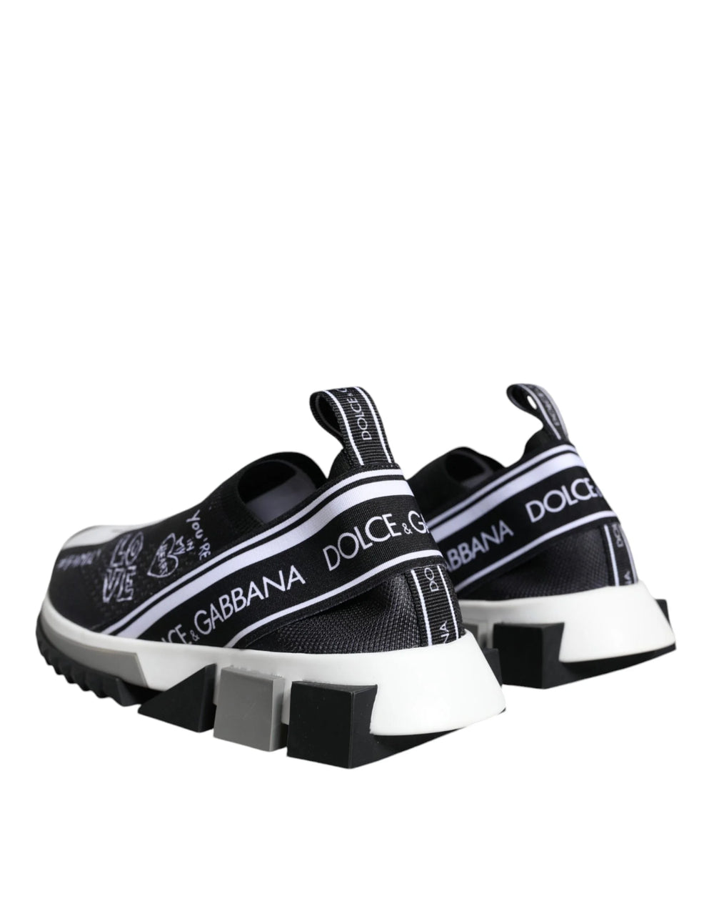 Sneakerși Dolce & Gabbana Negri Albi Sorrento cu talpă joasă
