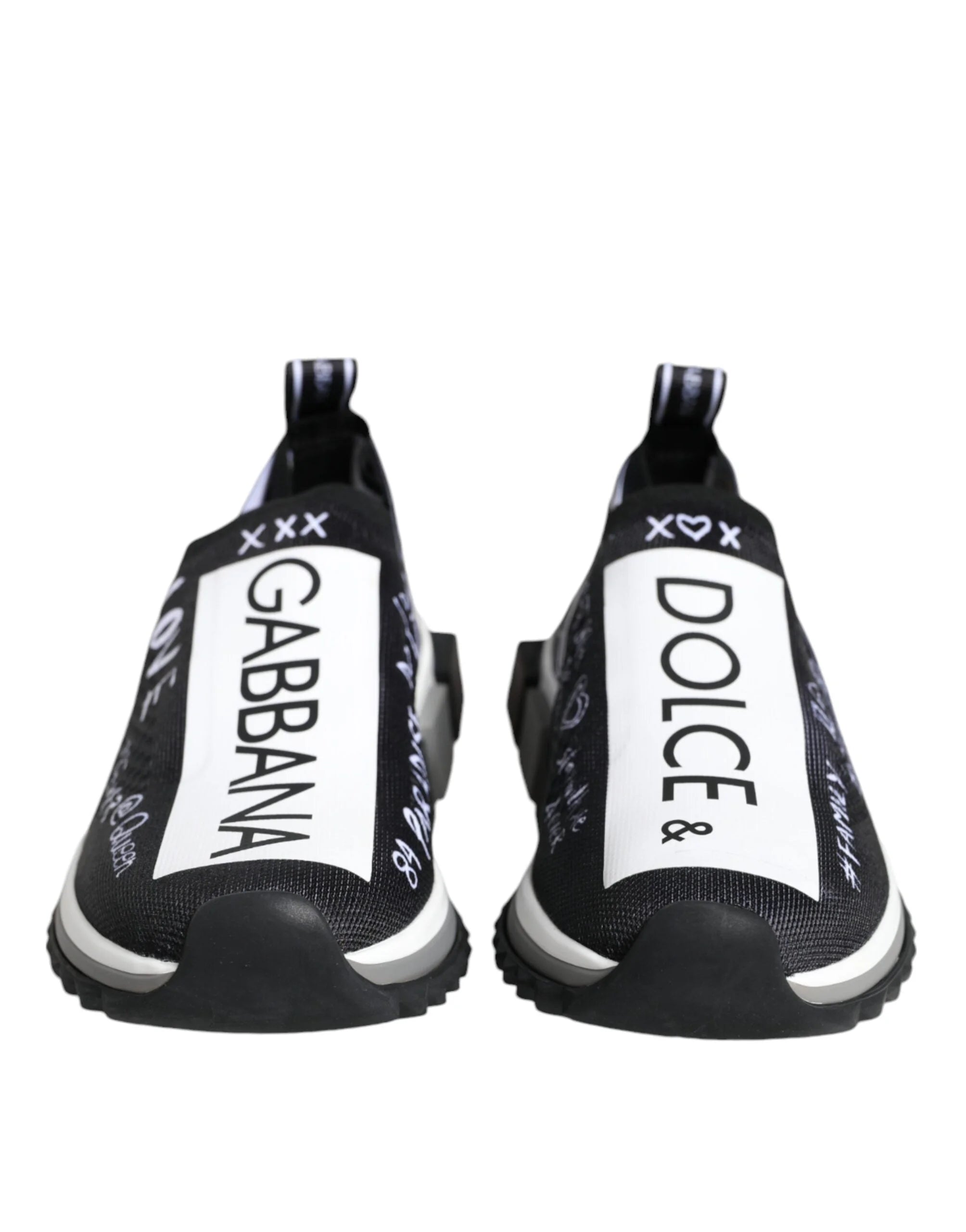 Sneakerși Dolce & Gabbana Negri Albi Sorrento cu talpă joasă