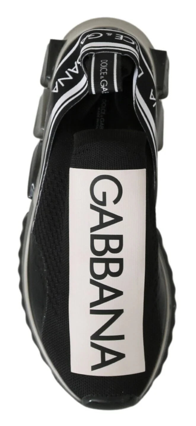 Dolce & Gabbana Black White SORRENTO Sport Stretch Sneakers - EU39/US6