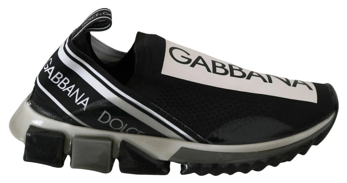 Dolce & Gabbana Black White SORRENTO Sport Stretch Sneakers - EU39/US6 - Sneakers
