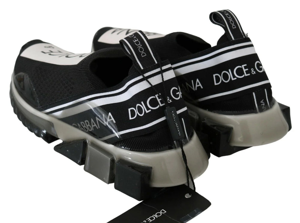 Dolce & Gabbana Black White SORRENTO Sport Stretch Sneakers - EU39/US6