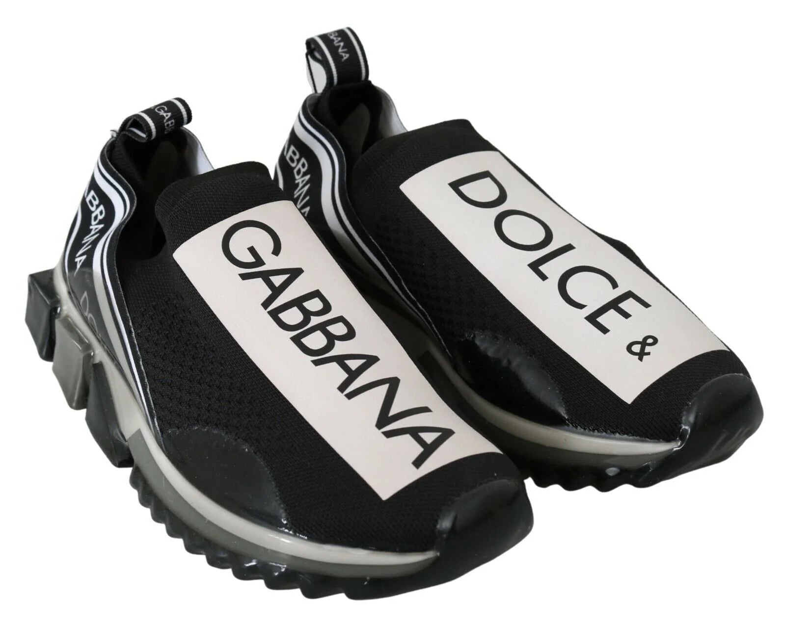 Dolce & Gabbana Black White SORRENTO Sport Stretch Sneakers - EU39/US6