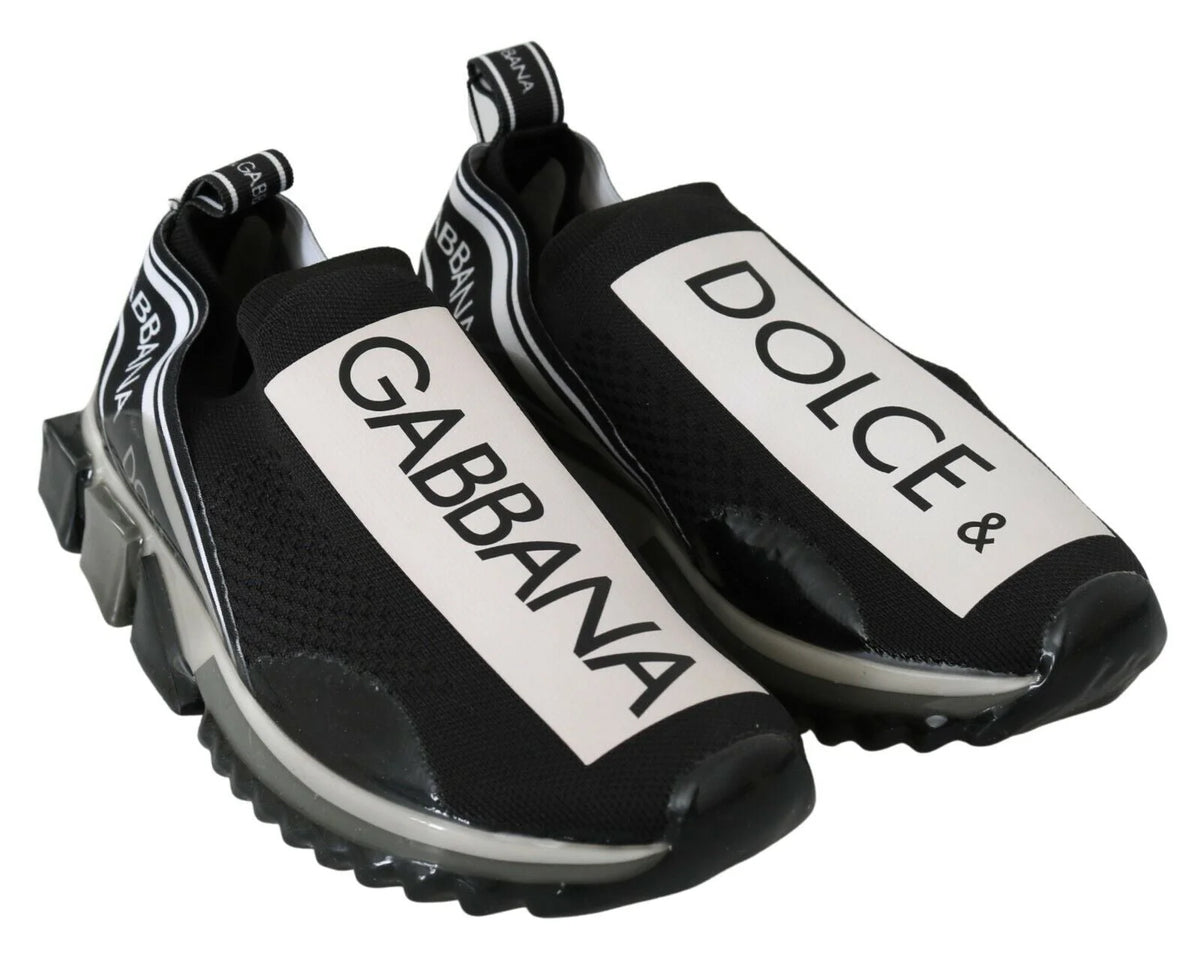 Dolce & Gabbana Black White SORRENTO Sport Stretch Sneakers - EU39/US6