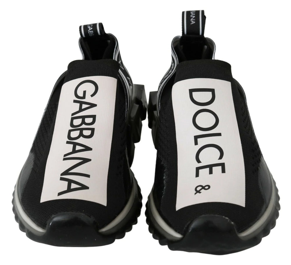Dolce & Gabbana Black White SORRENTO Sport Stretch Sneakers - EU39/US6