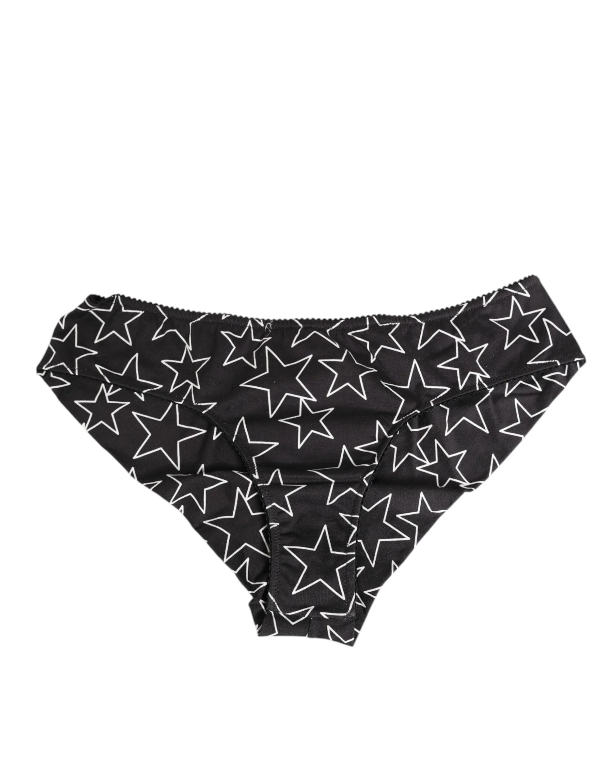 Dolce & Gabbana Black White Star Print Cotton Slip Panty Underwear - IT3 | M - Briefs