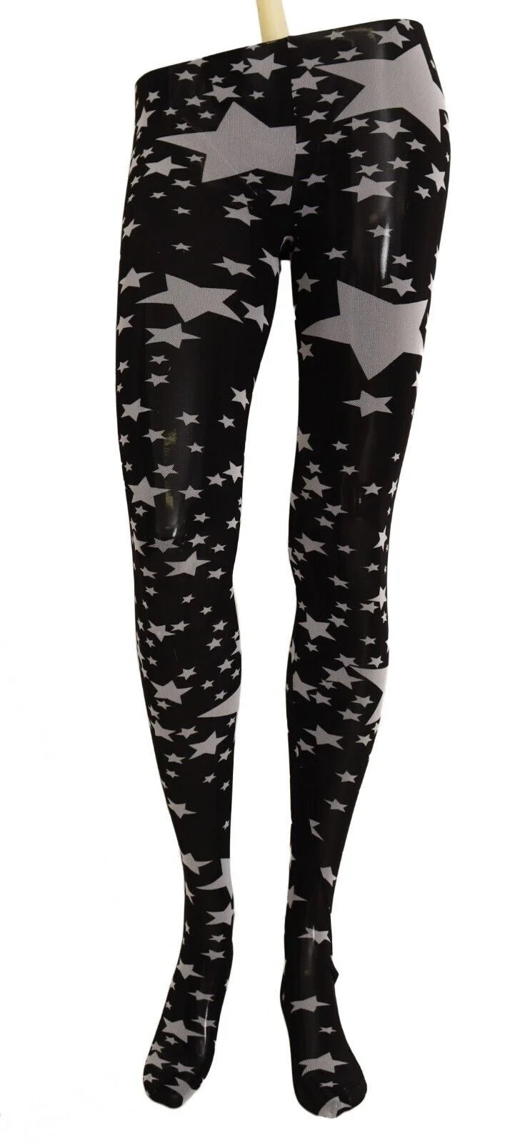 Dolce & Gabbana Black White Stars Print Nylon Stockings - M - Hosiery