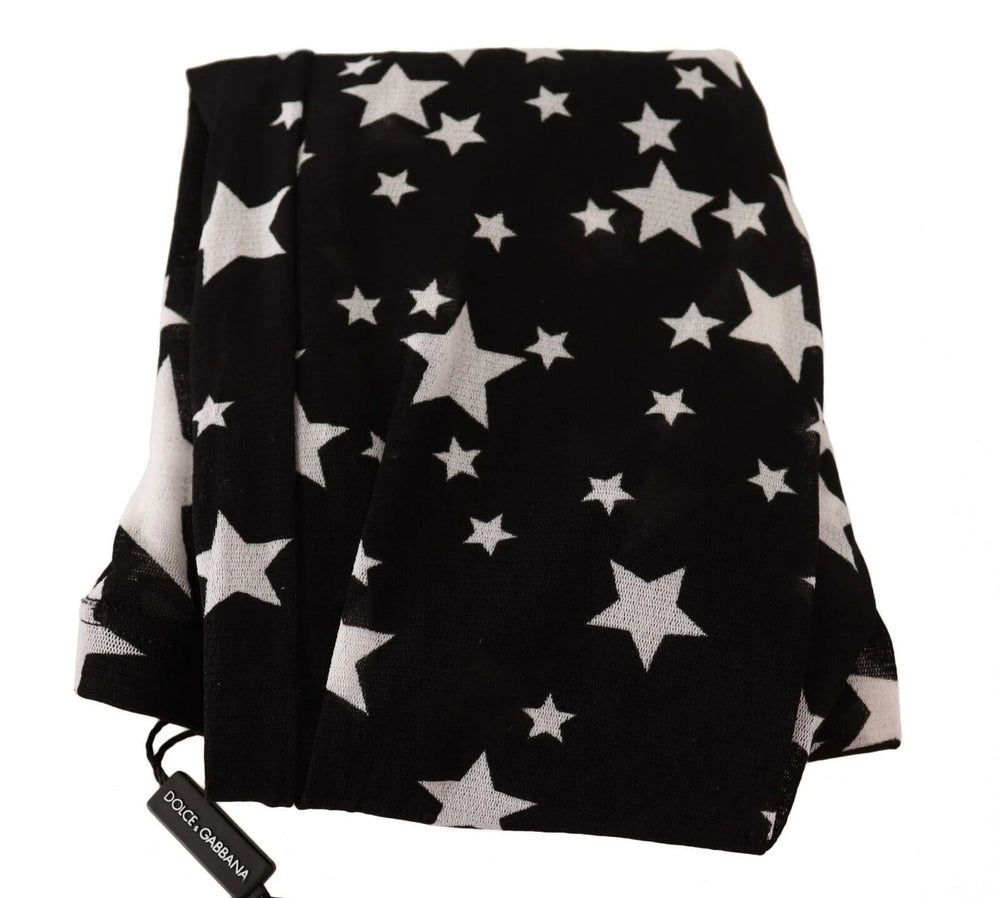 Dolce & Gabbana Black White Stars Print Nylon Stockings - M - Hosiery