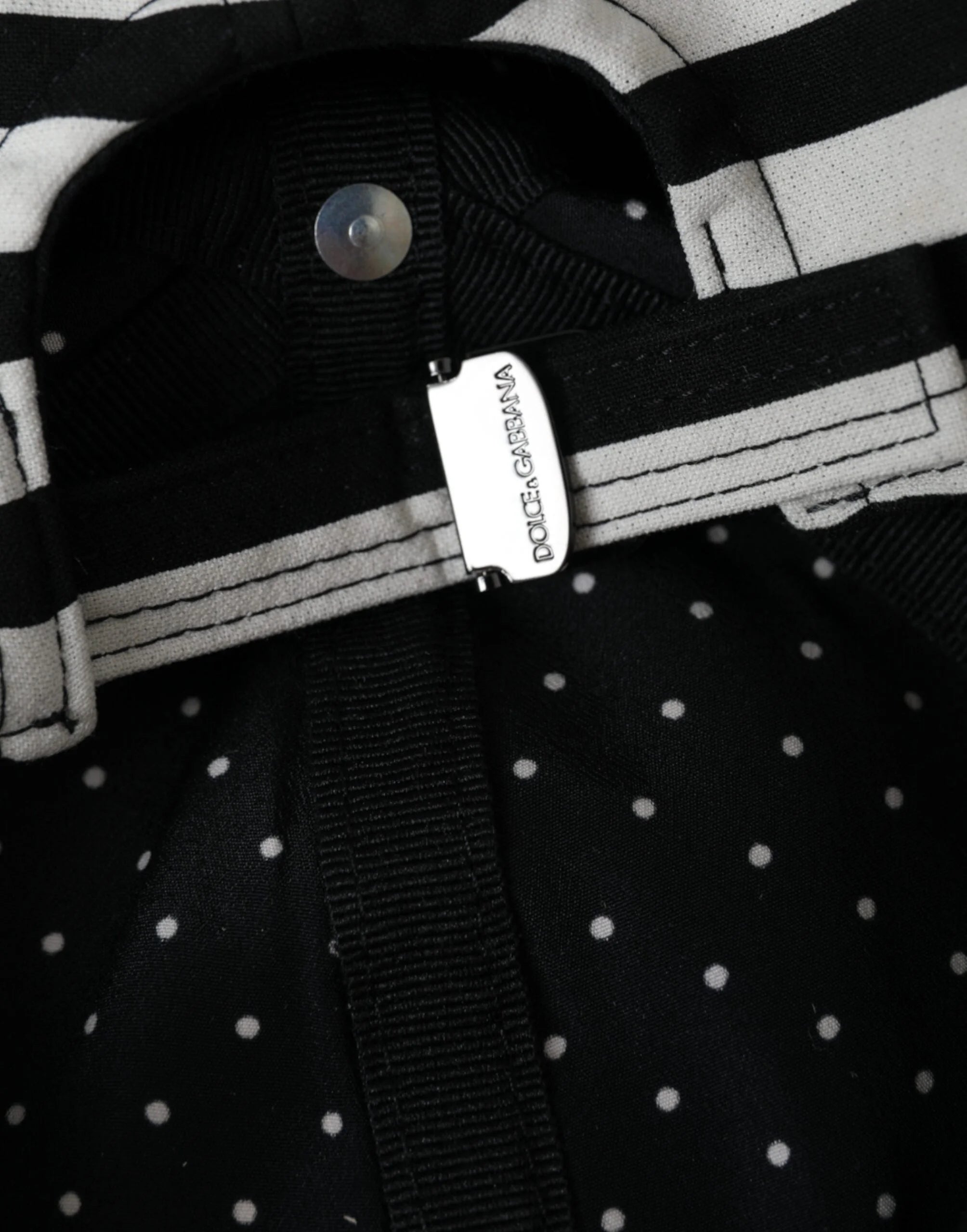 Dolce & Gabbana Black White Stripe Amore Heart Applique Baseball Hat - 57 cm|S - Baseball Caps