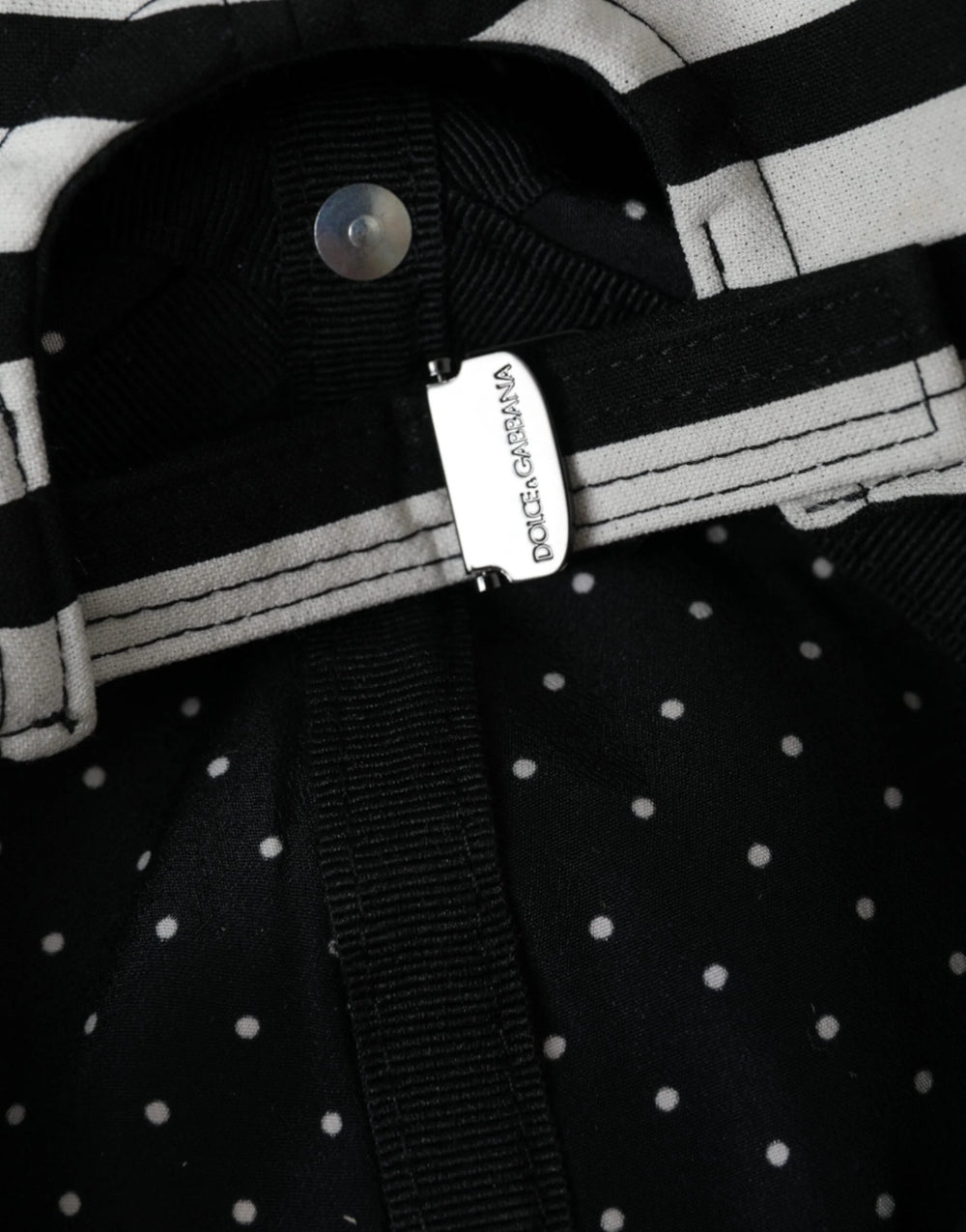 Dolce & Gabbana Black White Stripe Amore Heart Applique Baseball Hat - 57 cm|S - Baseball Caps