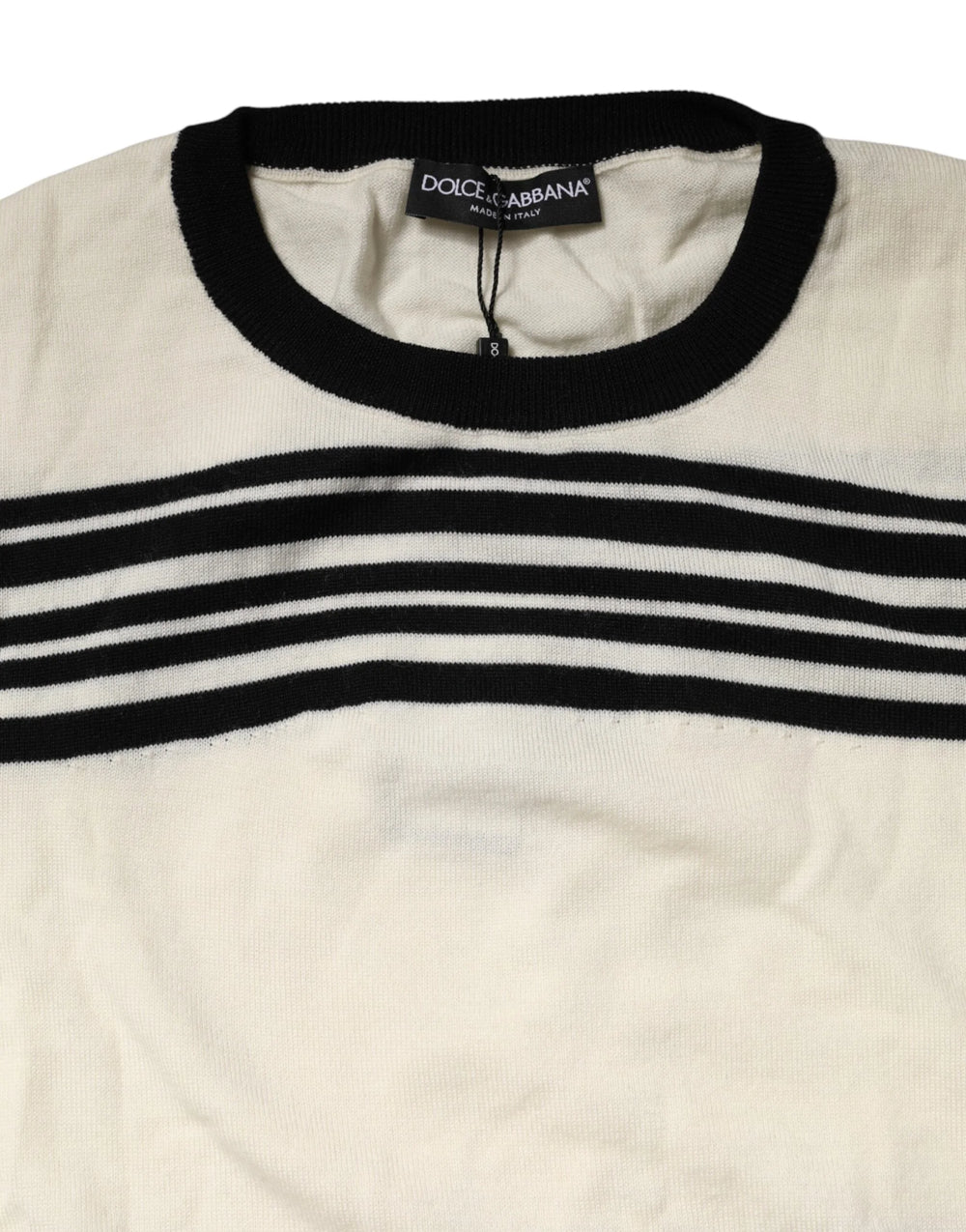 Dolce & Gabbana Black White Stripe CrewNeck Pullover Sweater - IT54 | XL