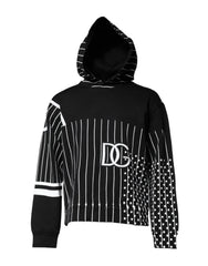 Dolce & Gabbana Black White Stripe Hooded Sweatshirt Sweater - IT50 | L - Hoodies