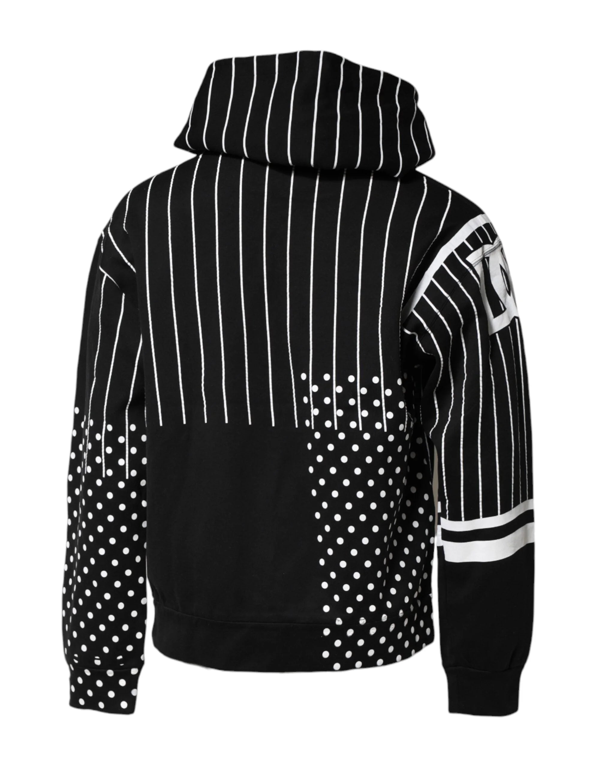Dolce & Gabbana Black White Stripe Hooded Sweatshirt Sweater - IT50 | L - Hoodies