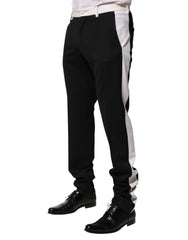 Dolce & Gabbana Black White Stripe Wool Men Trouser Pants - IT48 | M