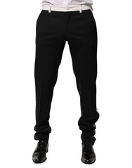 Dolce & Gabbana Black White Stripe Wool Men Trouser Pants - IT48 | M