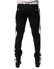 Dolce & Gabbana Black White Stripe Wool Men Trouser Pants - IT48 | M