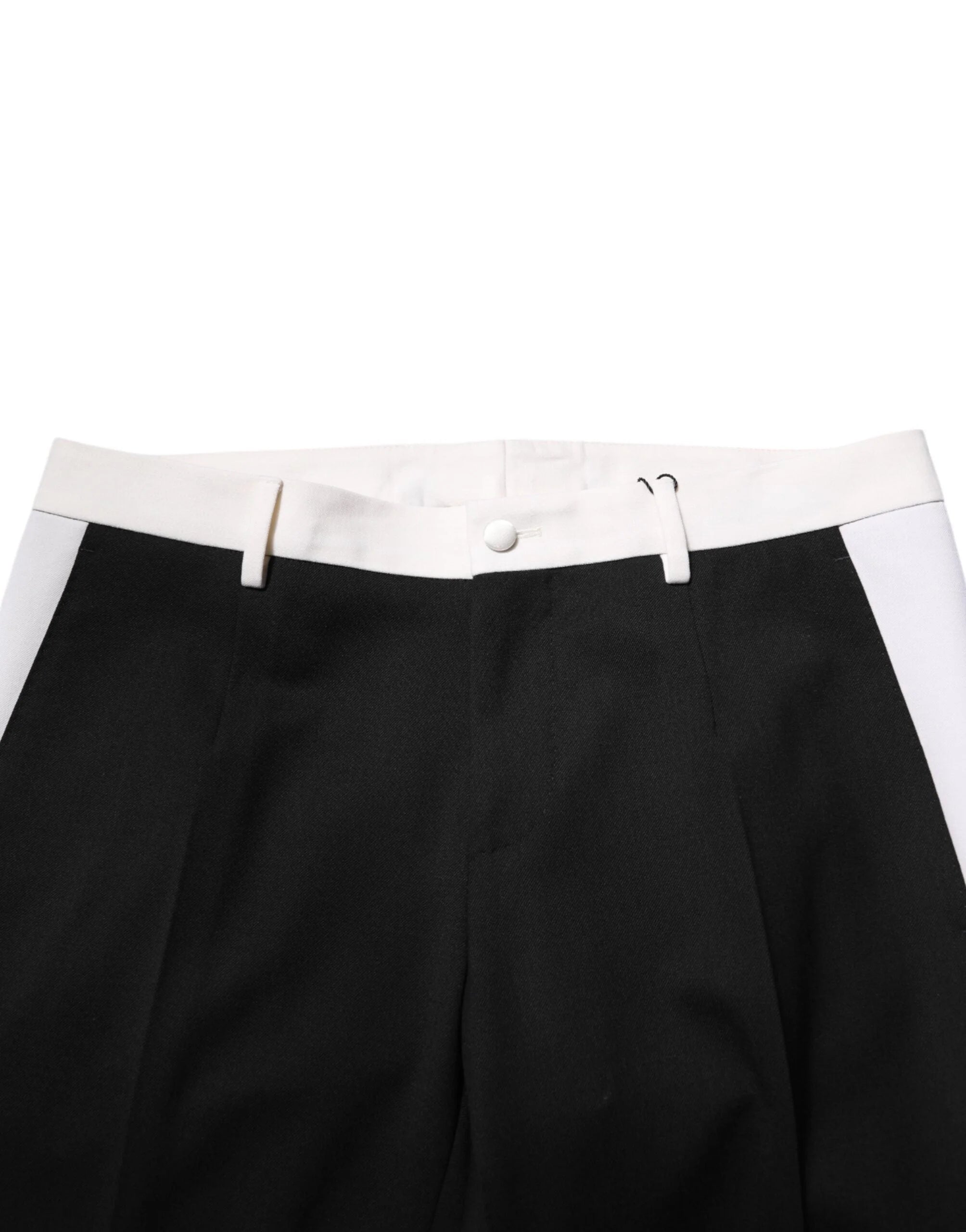 Dolce & Gabbana Black White Stripe Wool Men Trouser Pants - IT48 | M