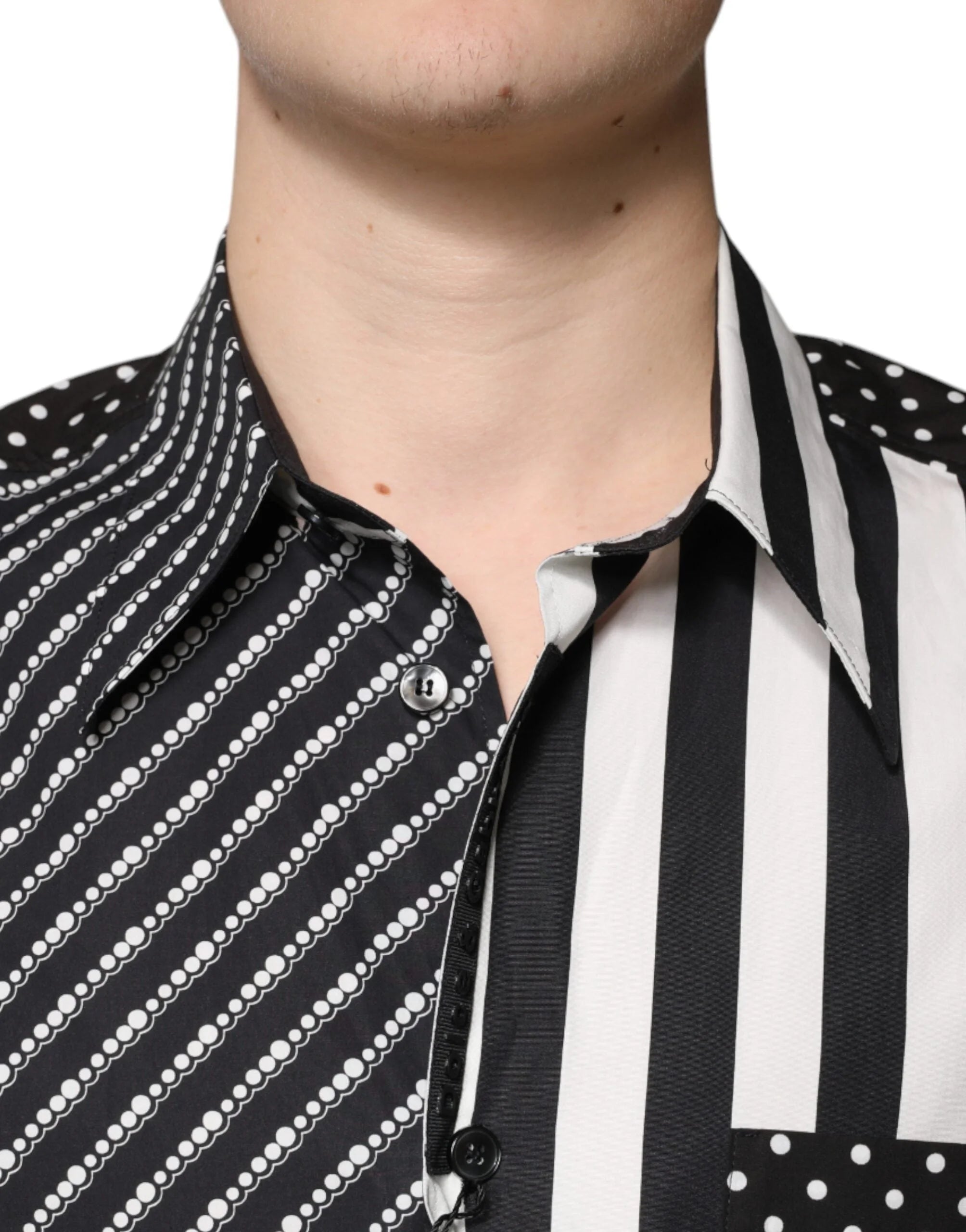 Dolce & Gabbana Black White Striped Button Down Casual Shirt - Shirts