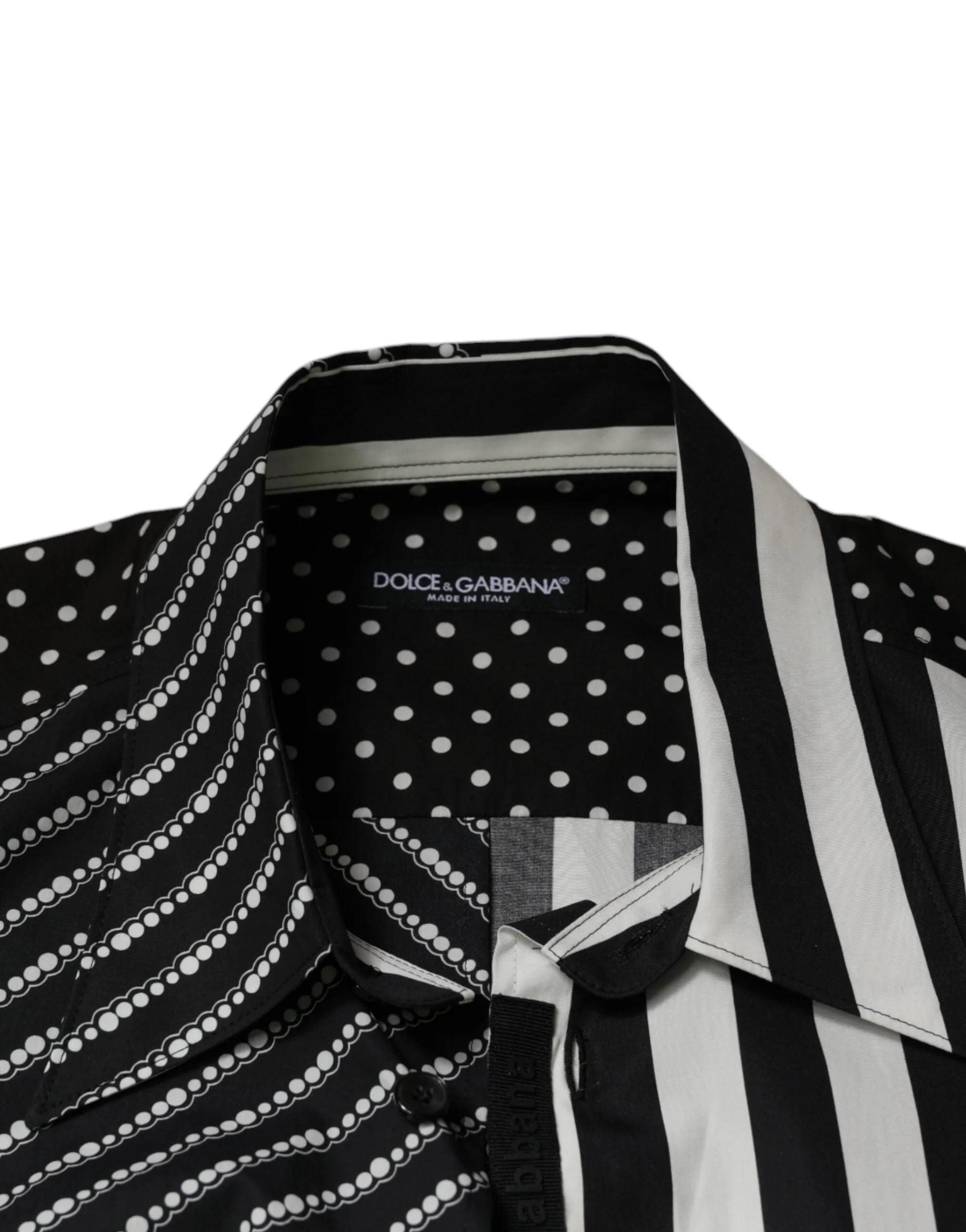 Dolce & Gabbana Black White Striped Button Down Casual Shirt - Shirts