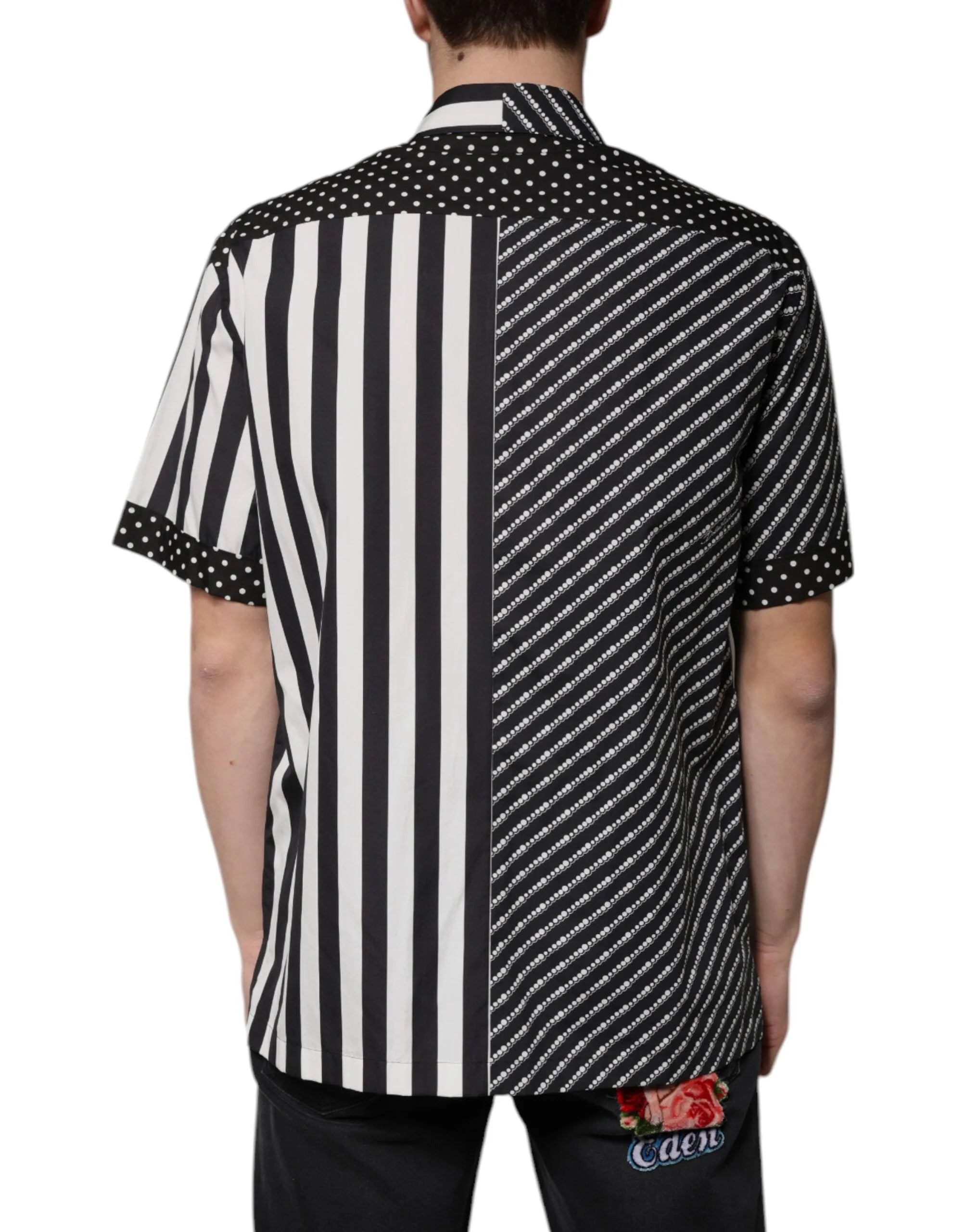 Dolce & Gabbana Black White Striped Button Down Casual Shirt - Shirts