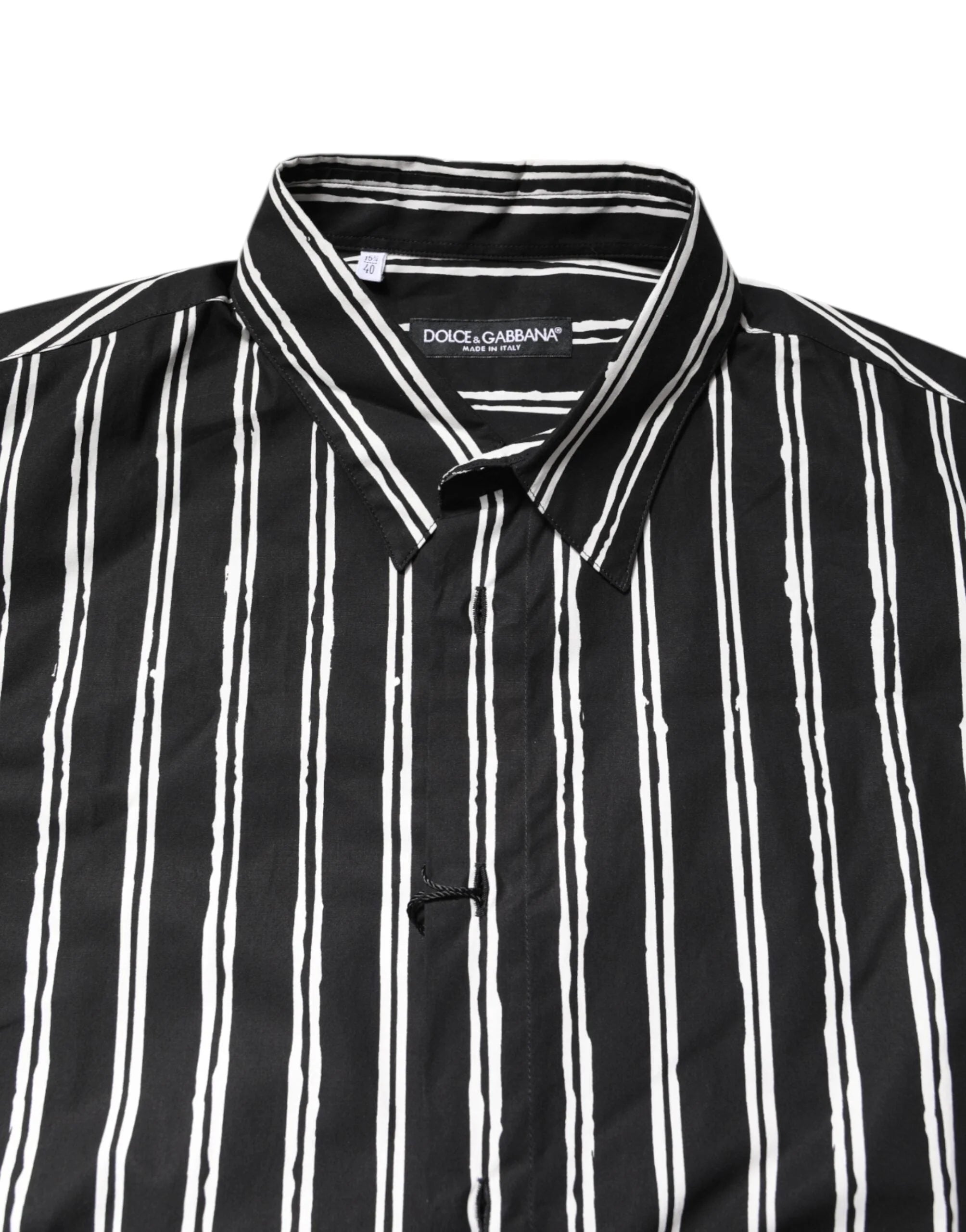 Dolce & Gabbana Black White Striped Cotton Dress Shirt - IT41 | L - Shirts