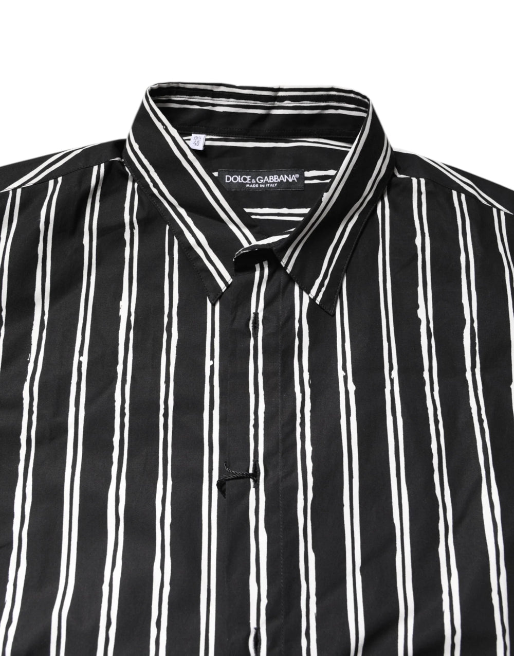 Dolce & Gabbana Black White Striped Cotton Dress Shirt - IT41 | L - Shirts