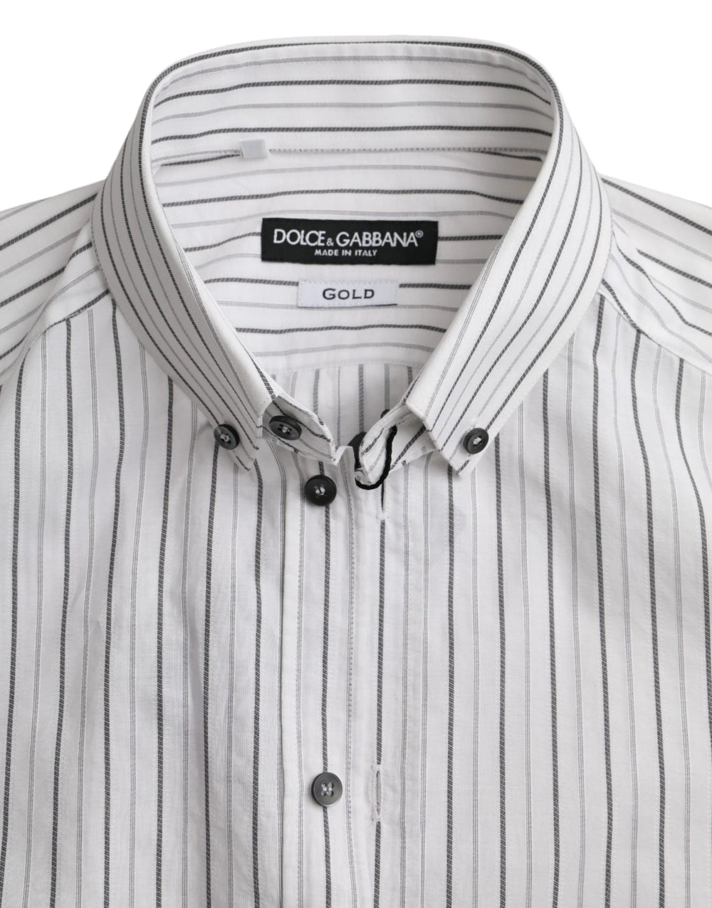 Dolce & Gabbana Black White Striped Formal Dress GOLD Shirt - IT38 | XS - Shirts