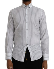 Dolce & Gabbana Black White Striped Formal Dress GOLD Shirt - IT38 | XS - Shirts